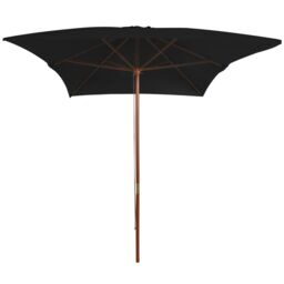 Berkfield Home Outdoor Parasol with Wooden Pole Black 200x300 cm - thumbnail 2