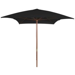 Berkfield Home Outdoor Parasol with Wooden Pole Black 200x300 cm
