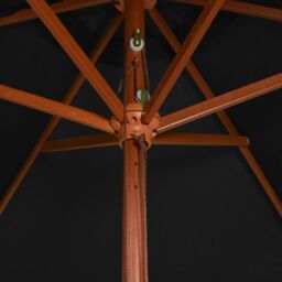Berkfield Home Outdoor Parasol with Wooden Pole Black 200x300 cm - thumbnail 5