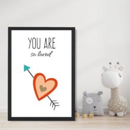 ARTZE You are So Loved Orange Tribal Quote Framed Print SIZE: A3 with Black Frame - Size: A4 - thumbnail 2