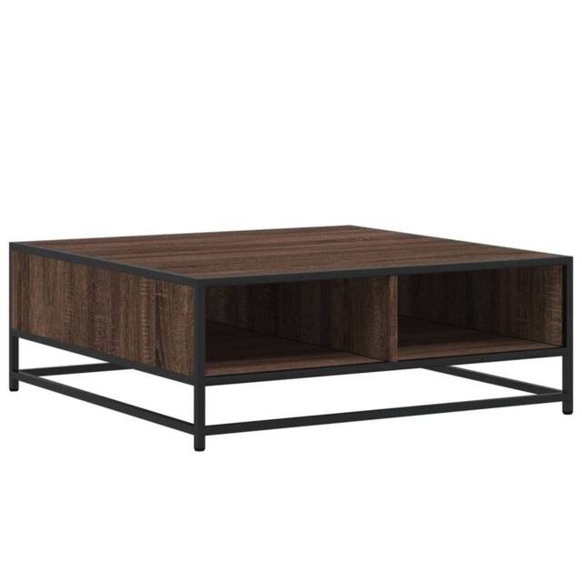 Berkfield Home Coffee Table Brown Oak 80x80x30 cm Engineered Wood & Metal - Size: 80 x 80 x 30 cm - image 1