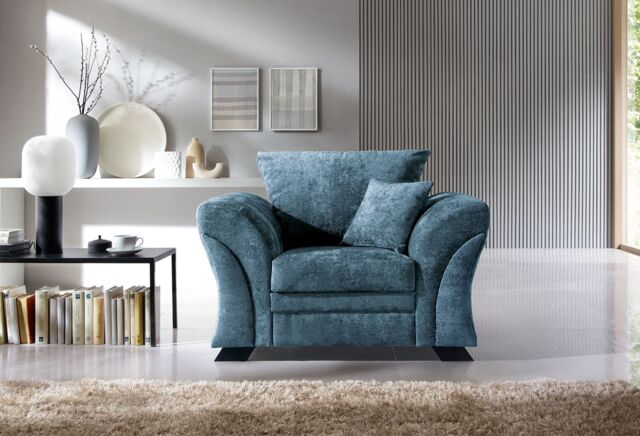 Abakus Direct Farrow Crushed Chenille Armchair in Blue - image 1