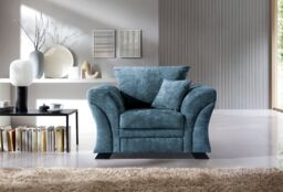 Abakus Direct Farrow Crushed Chenille Armchair in Blue - thumbnail 1