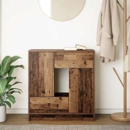 Berkfield Home Sideboard with Drawers & Doors Old Wood 70.5x34x74.5 cm in Brown - thumbnail 3