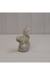 KDMD Beige Mottle Ceramic Squirrel Sitting on Acorn Decoration - thumbnail 1