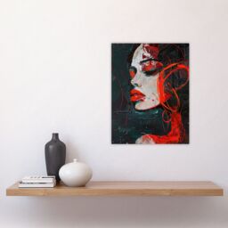 "Artery8 Red Passion Woman Abstract Portrait Oil Painting Wall Art Print - Size: W24"" x H32""" - thumbnail 4