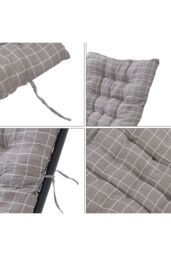 Living and Home 160cm L x 50cm W Plaid Print Beach Chair Seat Cushion Button Tufted Lounge Cushion in Grey - Size: 160 cm L x 50 cm W - thumbnail 6