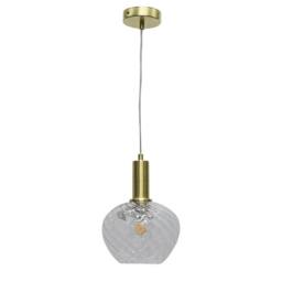 First Choice Lighting Set of 2 Bradson - Clear Swirl Glass Satin Brass Deco Pendant Fittings - thumbnail 2