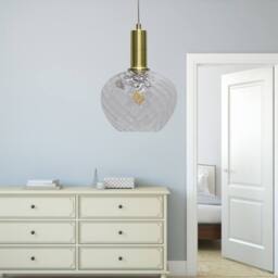 First Choice Lighting Set of 2 Bradson - Clear Swirl Glass Satin Brass Deco Pendant Fittings - thumbnail 5