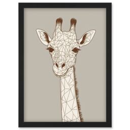 Artery8 Cute Giraffe Head Line Drawing Illustration Artwork Framed Wall Art Print A4 in Black - thumbnail 1