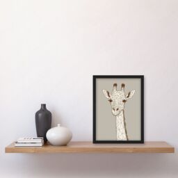 Artery8 Cute Giraffe Head Line Drawing Illustration Artwork Framed Wall Art Print A4 in Black - thumbnail 2