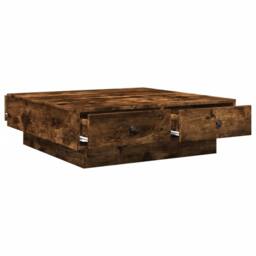 Berkfield Home Durable Coffee Table Smoked Oak 90x90x28 cm Engineered Wood in Brown - Size: 90 x 90 x 28 cm - thumbnail 7