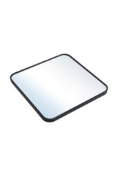 Living and Home 50 x 50cm Square Wall Mirror Aluminum Alloy Frame Bathroom Mirror in Black - Size: 50 x 50 cm - thumbnail 4