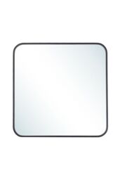 Living and Home 50 x 50cm Square Wall Mirror Aluminum Alloy Frame Bathroom Mirror in Black - Size: 50 x 50 cm - thumbnail 2