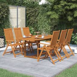 Berkfield Home 7 Piece Outdoor Dining Set Solid Acacia Wood in Brown - thumbnail 1