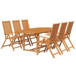 Berkfield Home 7 Piece Outdoor Dining Set Solid Acacia Wood in Brown - thumbnail 3