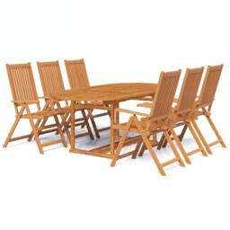 Berkfield Home 7 Piece Outdoor Dining Set Solid Acacia Wood in Brown - thumbnail 2