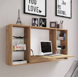 VCM Wooden desk wall desk Teala in Light Oak - thumbnail 3