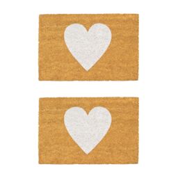 Nicola Spring Coir Door Mats - 60 x 40cm - White Heart - Set of 2 - Size: 40 cm x 60 cm - thumbnail 1
