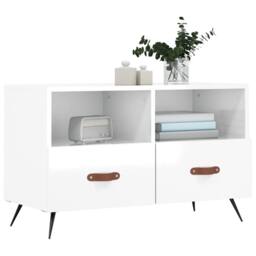 Berkfield Home TV Cabinet High Gloss White 80x36x50 cm Engineered Wood - Size: 80 x 36 x 50 cm - thumbnail 1