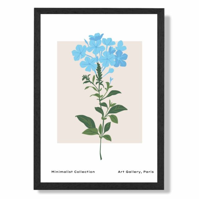 ARTZE Blue Forget Me Not Flower Market Simplicity Framed Print SIZE: A2 with Black Frame in Mid Blue - Size: A3 - image 1