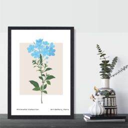 ARTZE Blue Forget Me Not Flower Market Simplicity Framed Print SIZE: A2 with Black Frame in Mid Blue - Size: A3 - thumbnail 2