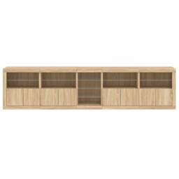 Berkfield Home Sideboard with LED Lights Sonoma Oak 283x37x67 cm in Brown - Size: 283 x 37 x 67 cm - thumbnail 7