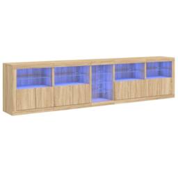 Berkfield Home Sideboard with LED Lights Sonoma Oak 283x37x67 cm in Brown - Size: 283 x 37 x 67 cm - thumbnail 1