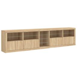Berkfield Home Sideboard with LED Lights Sonoma Oak 283x37x67 cm in Brown - Size: 283 x 37 x 67 cm - thumbnail 6
