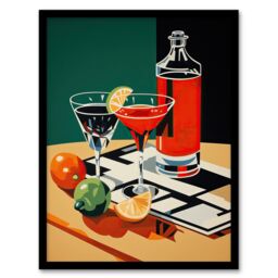 Wee Blue Coo Wall Art Print That Friday Feeling Negroni Aperitif Drinks Red Orange Green Graphic Design Painting Art Framed - Size: A4 - thumbnail 1