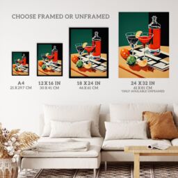 Wee Blue Coo Wall Art Print That Friday Feeling Negroni Aperitif Drinks Red Orange Green Graphic Design Painting Art Framed - Size: A4 - thumbnail 3