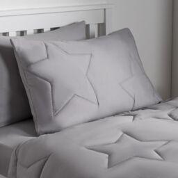 OHS Coverless Duvet 7.5 TOG Pillowcase Quilt Star Bedding Set, Grey in Light Grey - Size: Single - thumbnail 3