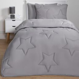 OHS Coverless Duvet 7.5 TOG Pillowcase Quilt Star Bedding Set, Grey in Light Grey - Size: Single - thumbnail 5
