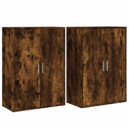 Berkfield Home Sideboards 2 pcs Smoked Oak 60x31x84 cm Engineered Wood in Brown - Size: 60 x 31 x 84 cm - thumbnail 3