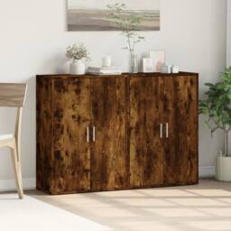 Berkfield Home Sideboards 2 pcs Smoked Oak 60x31x84 cm Engineered Wood in Brown - Size: 60 x 31 x 84 cm - thumbnail 1
