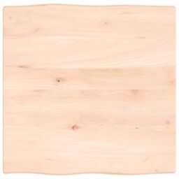 Berkfield Home Table Top 60x60x2 cm Untreated Solid Wood Oak Live Edge in Brown - Size: 60 x 60 x 2 cm - thumbnail 1
