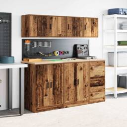 Berkfield Home Garage Wall Cabinets 2 pcs Old Wood Engineered Wood in Brown - thumbnail 4