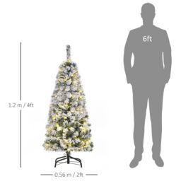 HOMCOM 4FT Prelit Snow Flocked Christmas Tree Light Indoor HomeDecoration in Green - Size: 120 cm x 60 cm - thumbnail 3