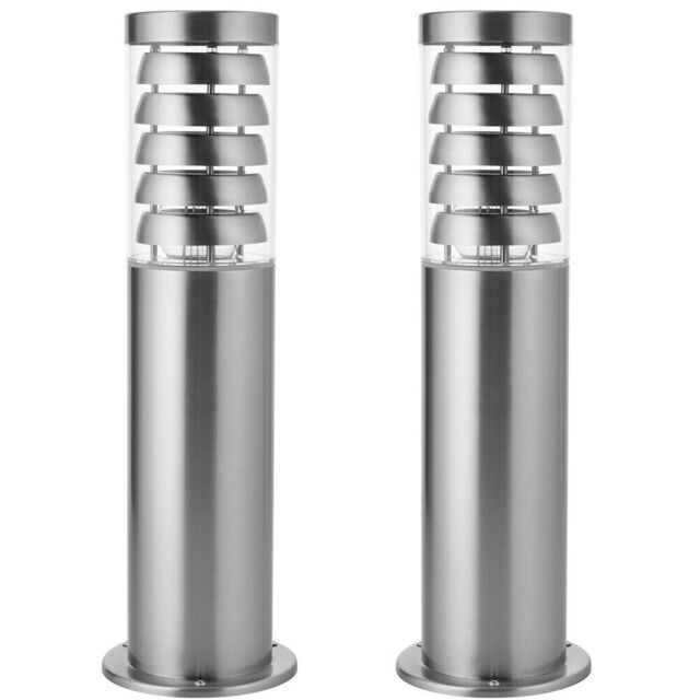 Loops 2 PACK Outdoor Garden Bollard Light Stainless Steel Outside Path LED Lamp Post in Metallics - image 1