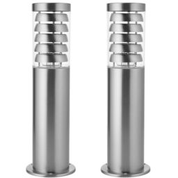Loops 2 PACK Outdoor Garden Bollard Light Stainless Steel Outside Path LED Lamp Post in Metallics - thumbnail 1