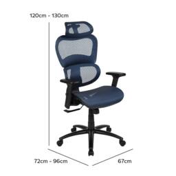 FWStyle Blue Ergonomic Mesh Office Chair Lumbar Support & Tilt - thumbnail 5