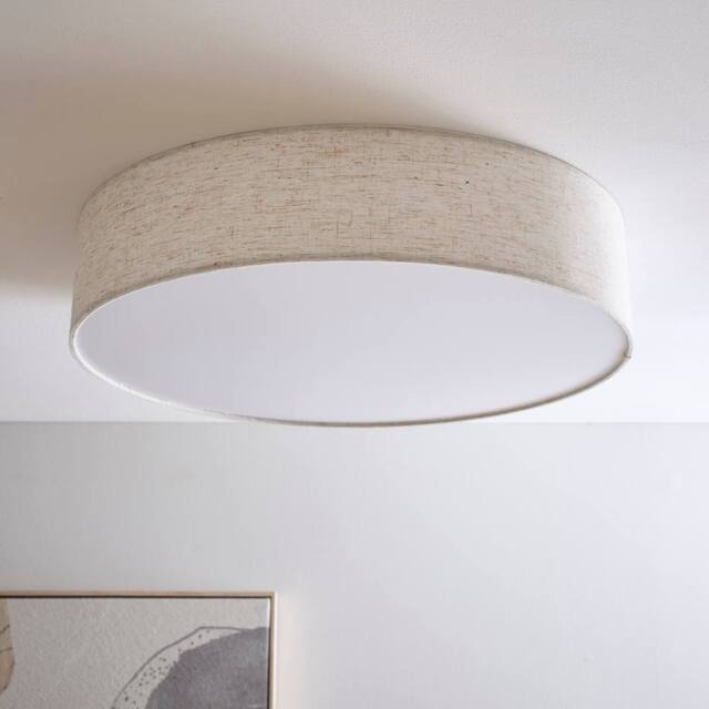 K LIVING Capri 45cm 3 Light Linen Drum Shade in Cream - image 1