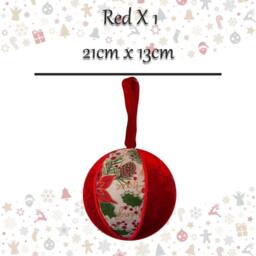 VFM e-Store Christmas Hanging Ball Decoration 21cm x 13cm Red X 1 - Size: 21 cm x 13 cm - thumbnail 2