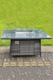 Fimous PE Wicker Rattan Gas Fire Pit Dining Table Gas Heater Burner Patio With Clear Tempered Glass in Dark Grey - thumbnail 4