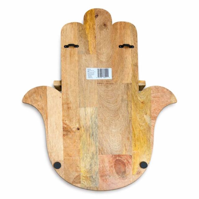 Serenityy Hamsa Shaped Mango Wood Wall Shelf in Natural - image 1