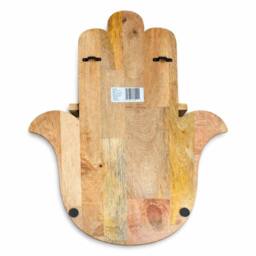 Serenityy Hamsa Shaped Mango Wood Wall Shelf in Natural - thumbnail 1