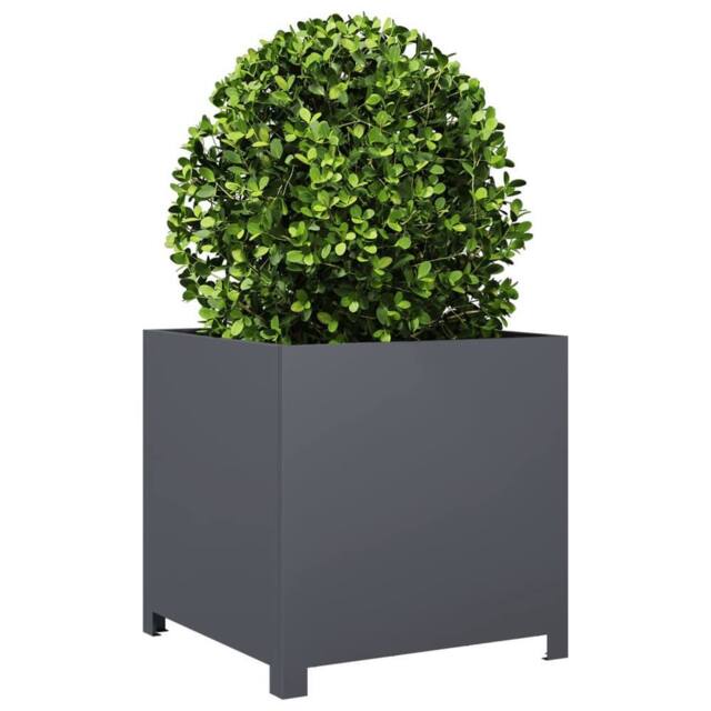 Berkfield Home Durable Garden Planter Anthracite 50x50x50 cm Steel in Charcoal - Size: 50 x 50 x 50 cm - image 1
