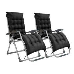 Smart Living Pair of Zero Gravity Reclining Chair with Cushion & Pillow in Black - thumbnail 2