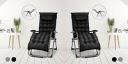 Smart Living Pair of Zero Gravity Reclining Chair with Cushion & Pillow in Black - thumbnail 1
