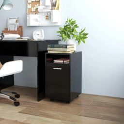 Berkfield Home Side Cabinet with Wheels Black 33x38x60 cm Engineered Wood - Size: 33 x 38 x 60 cm - thumbnail 1